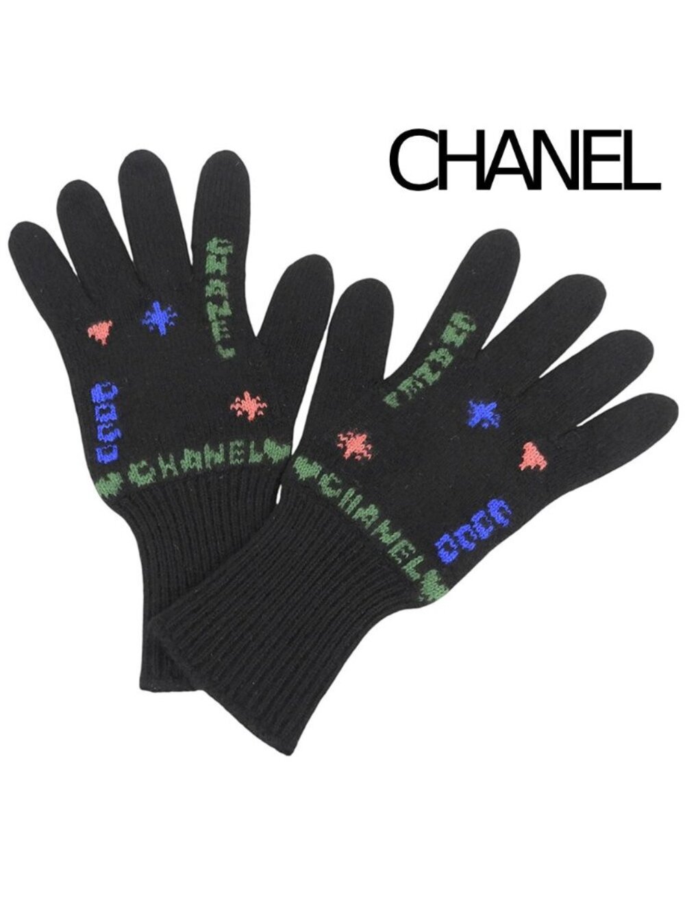 Chanel Coco Neige Knit Gloves Black